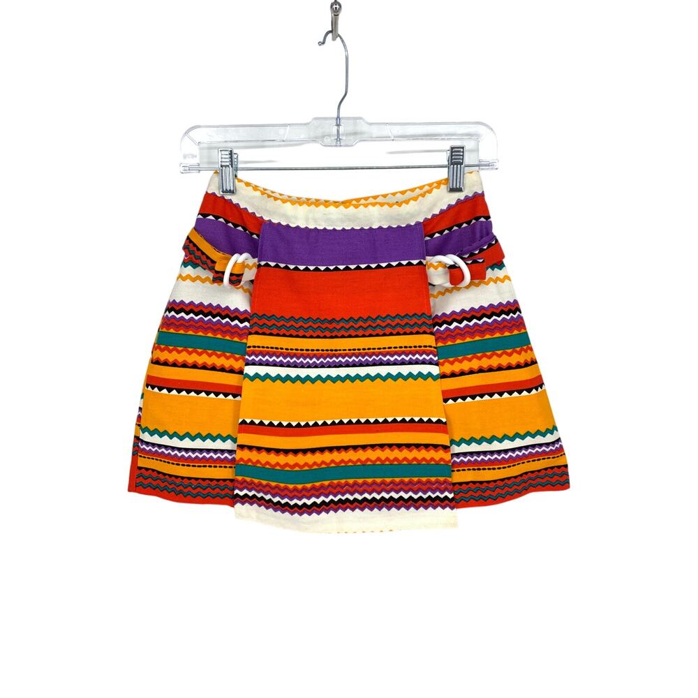 Vintage Primstyle Skort Womens 24" Waist Multicolor Rainbow Stripe Back Zip